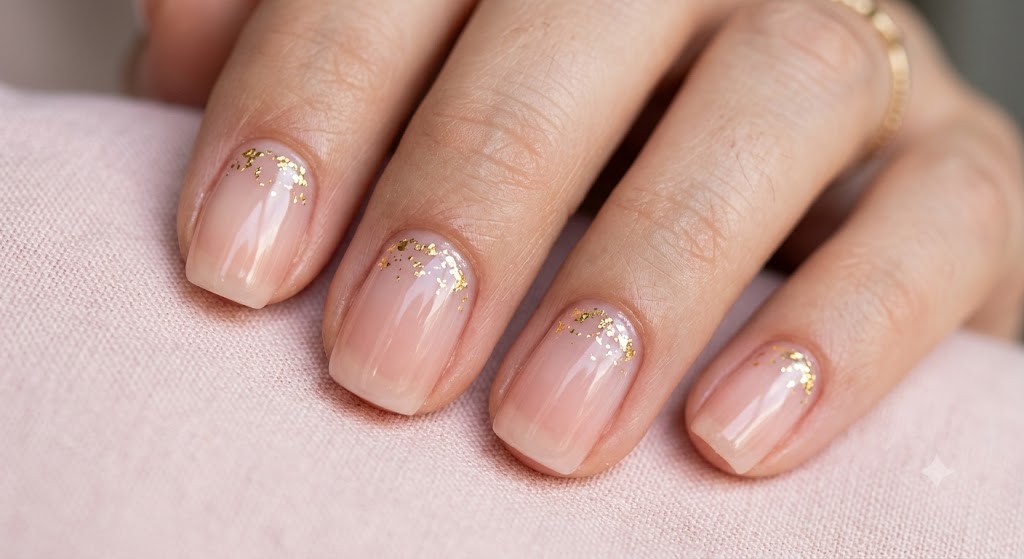 Blush Tint Soap Nails with Gold Foil Accent
